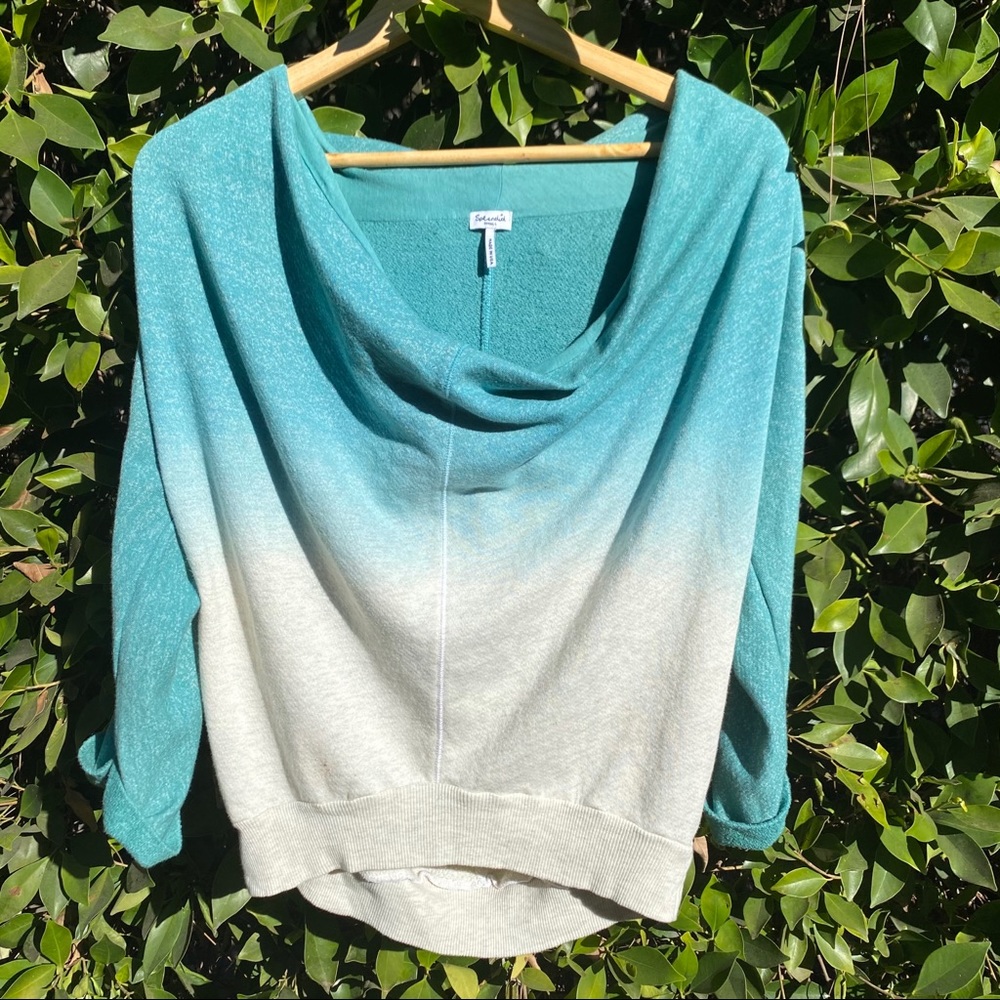 SPLENDID Turquoise & Cream Cowlneck Sweatshirt
